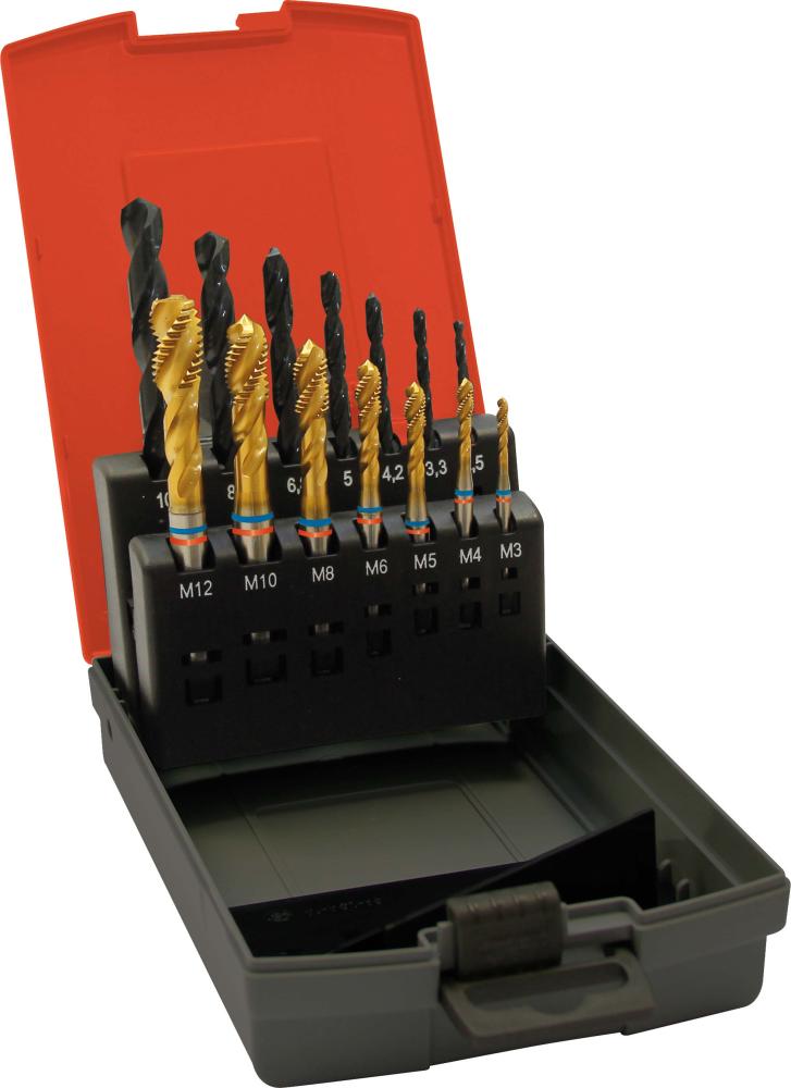 Набір мітчиків TANDEM DIN376 TiN форма B M3-M12 + Ядрове свердло