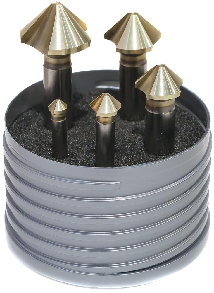 Набір конічних зенкерів, нерівномірна відстань між фрезами, HSS TiZrN 90° 6,30 – 25 мм BECK