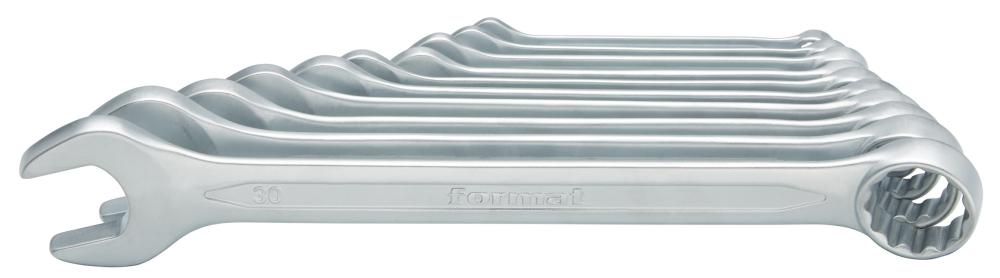 Набір комбінованих накидних та ріжкових ключів DIN3113A 10-30 мм, 10 предметів, у картонній коробці FORMAT
