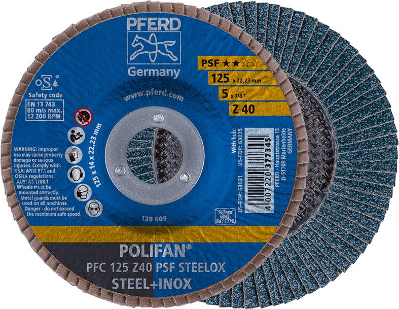 Пелюстковий шліфувальний круг Z 40PSF прямий 125 мм K40 Pferd