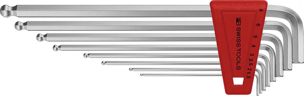 Набір шестигранних ключів у пластиковому тримачі, 8 шт. 1,5 – 8 мм, довгі, з кульовою головкою PB Swiss Tools