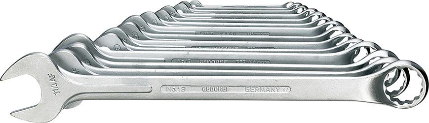 Набір комбінованих накидних та ріжкових ключів DIN3113B, 13 предметів, 5/16 – 1.1/4″ Gedore