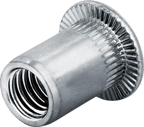 Заклепувальна гайка зі сталевою плоскою круглою головкою M6 Діапазон затискання: 0,5 – 3,0 мм Goebel