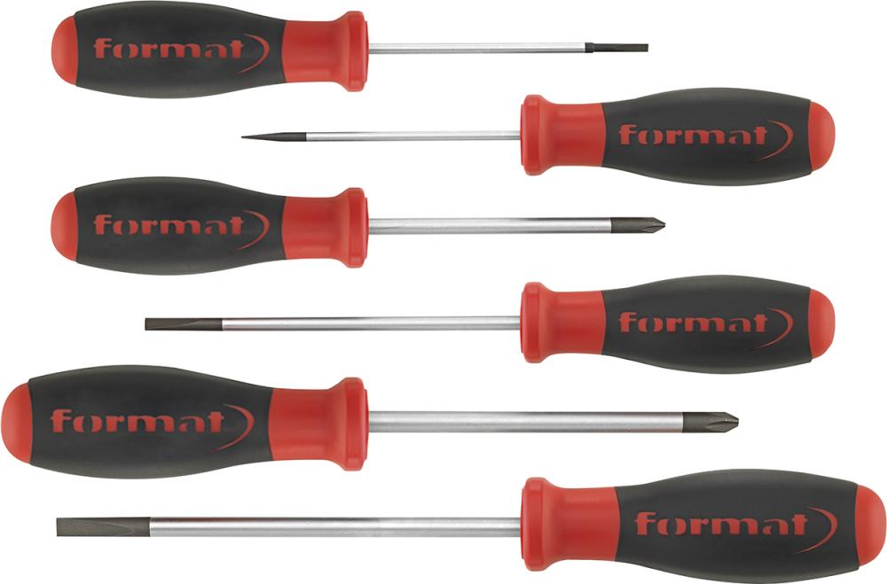 Набір викруток, кругле лезо, шліц/PH, 6 предметів, FORMAT