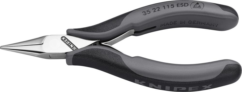 Плоскогубці для електроніки ESD, плоскі круглі губки 115 мм KNIPEX