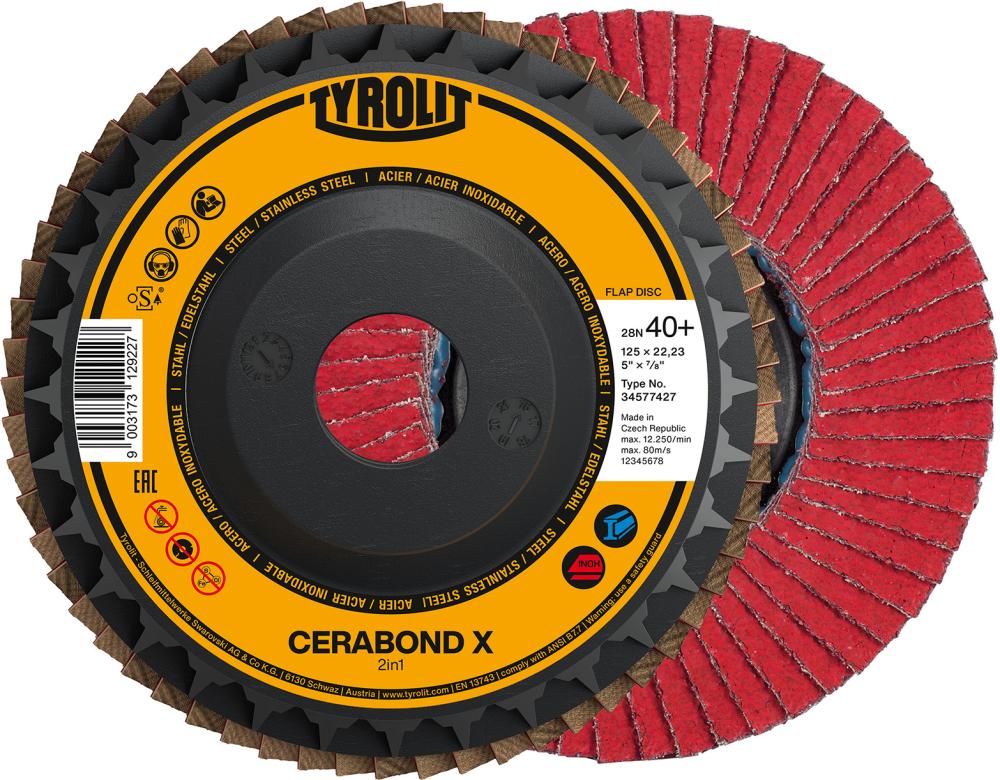 Шліфувальний диск пелюстковий CERABOND X 125 мм CA-40 хвилястий Tyrolit