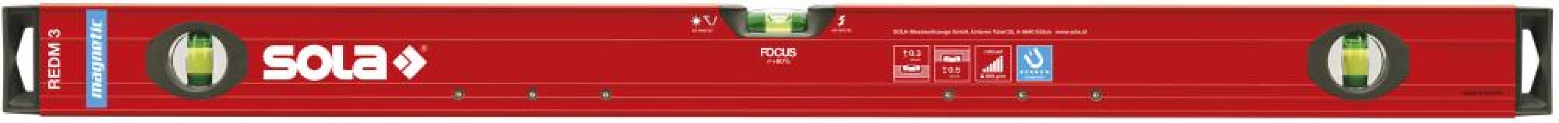 Magnetická vodováha LM Big REDM 3 100 cm práškový povlak Sola
