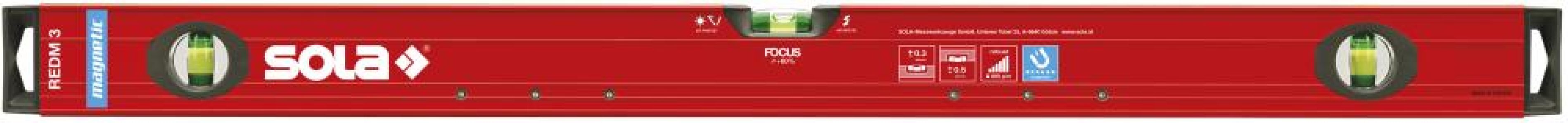 Magnetická vodováha LM Big REDM 3 100 cm práškový povlak Sola