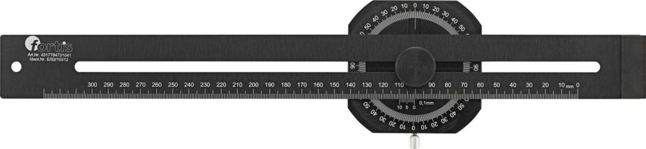 Presná stieracia mierka s uhlomerom 300 mm FORTIS