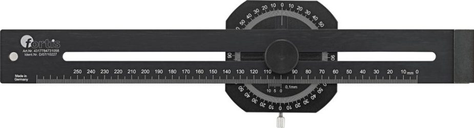 Presná stieracia mierka s uhlomerom 250 mm FORTIS