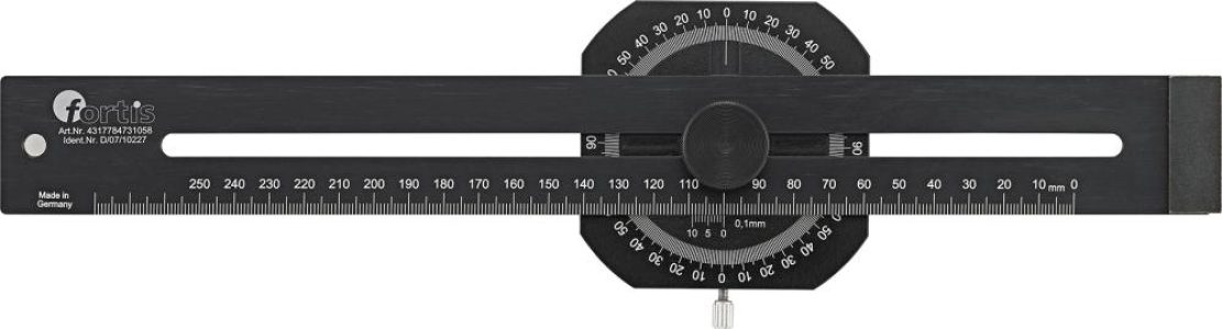 Presná stieracia mierka s uhlomerom 250 mm FORTIS