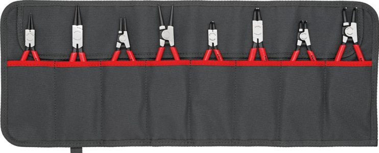 Sada klieští na poistné krúžky v rolovacej taške 8-dielna KNIPEX