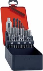 Sada ručných závitníkov DIN352 HSS + jadrových vrtákov M3-12 FORMAT