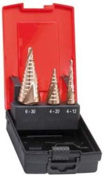 Sada stupňovitých vrtákov HSS špirálové drážkovanie 4 – 30 mm FORMAT