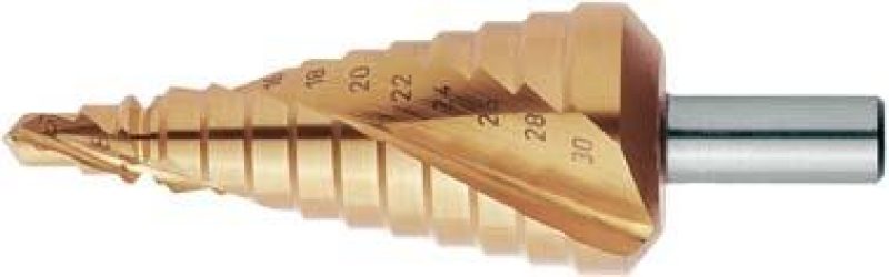 Vrták stupňovitý univerzálny HSS špirálové drážkovanie TiN 7 – 40