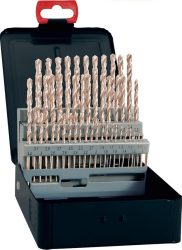 Sada špirálových vrtákov DIN338 HSS typ N stúpanie o 0