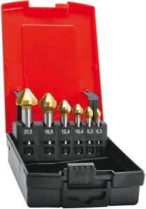 Sada kužeľových záhlbníkov HSS TiN valcová stopka 75° 6