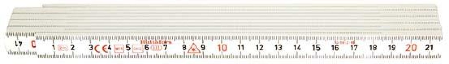 Skladací meter plastový 2 m x 15 mm biela farba Hultafors