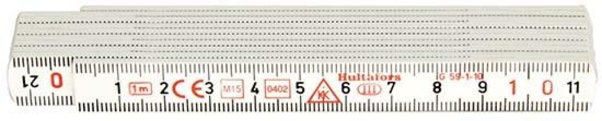 Skladací meter plastový 1 m x 13 mm biela farba Hultafors
