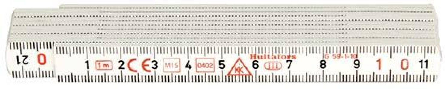 Skladací meter plastový 1 m x 13 mm biela farba Hultafors