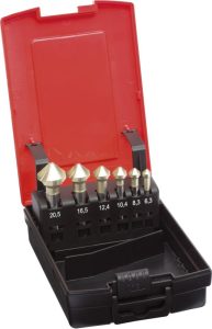 Sada kužeľových záhlbníkov DUO DIN335 HSSE tvar C stopka s 3 plochami 90° 6