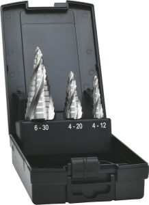 Vrták stupňovitý HSS sada 4-násobná špirálová drážka 4 – 30 mm EXACT