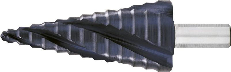 Vrták stupňovitý HSS TiAlN 4-násobná špirálová drážka 6 – 30 mm EXACT