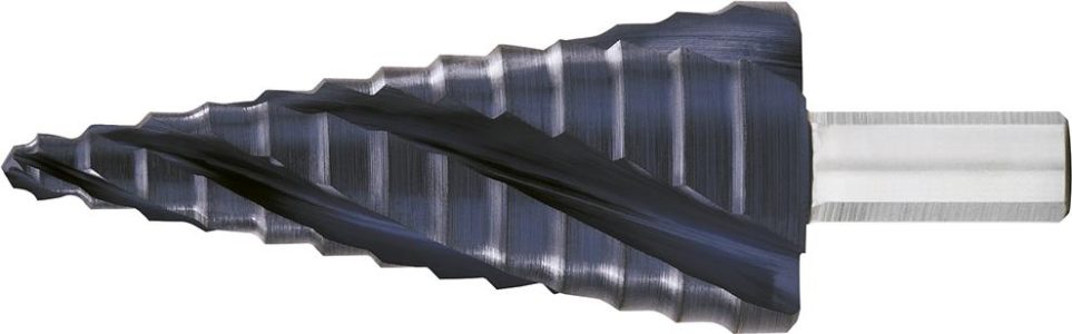 Vrták stupňovitý HSS TiAlN 4-násobná špirálová drážka 6 – 30 mm EXACT