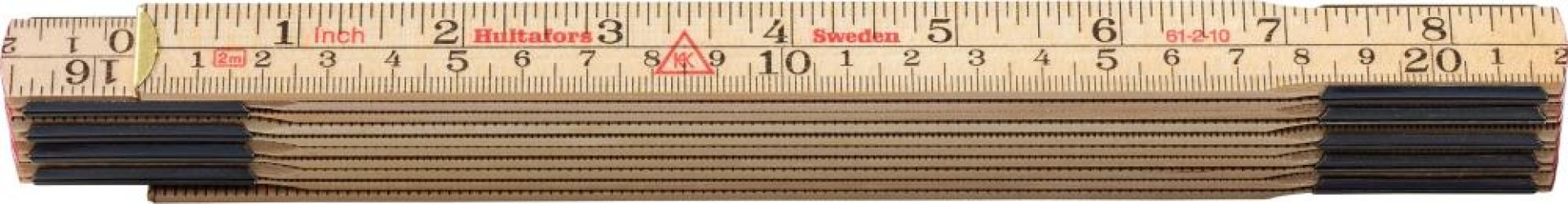 Skladací meter breza 2 m x 17 mm prírodný stupnica v palcoch/mm Hultafors