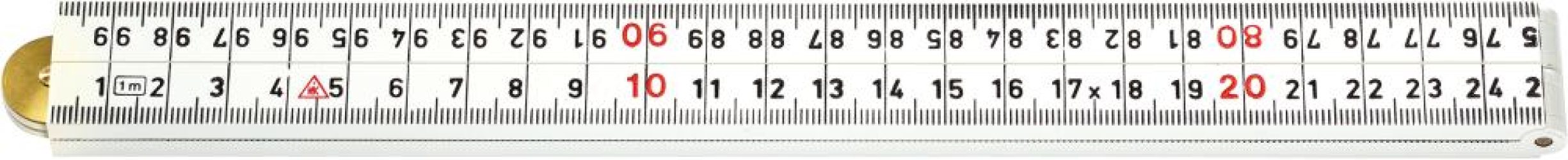 Skladací meter plastový 1 m x 13 mm biela farba 4 články Hultafors