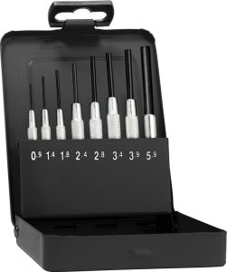 Súprava vytĺkačov závlačiek s puzdrom v kovovej kazete FORMAT