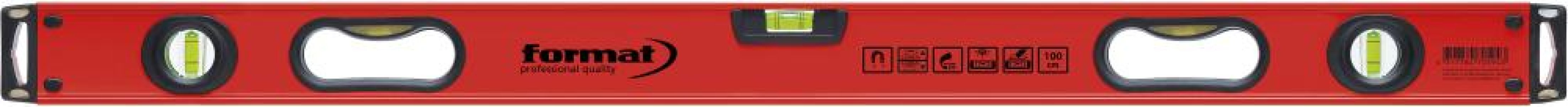 Vodováha LM práškovo lakovaná 100cm s rukoväťou a 3 libelami FORMAT