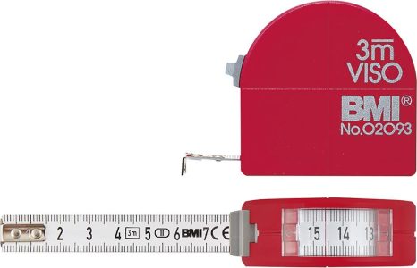 Vreckové meracie pásmo s priehľ. ok. 3m x 16 mm s kružidlom BMI