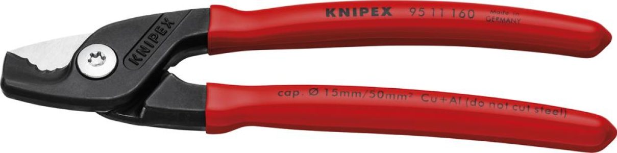 Káblové nožnice s plastovými rukoväťami 160 mm úzky tvar hlavy KNIPEX